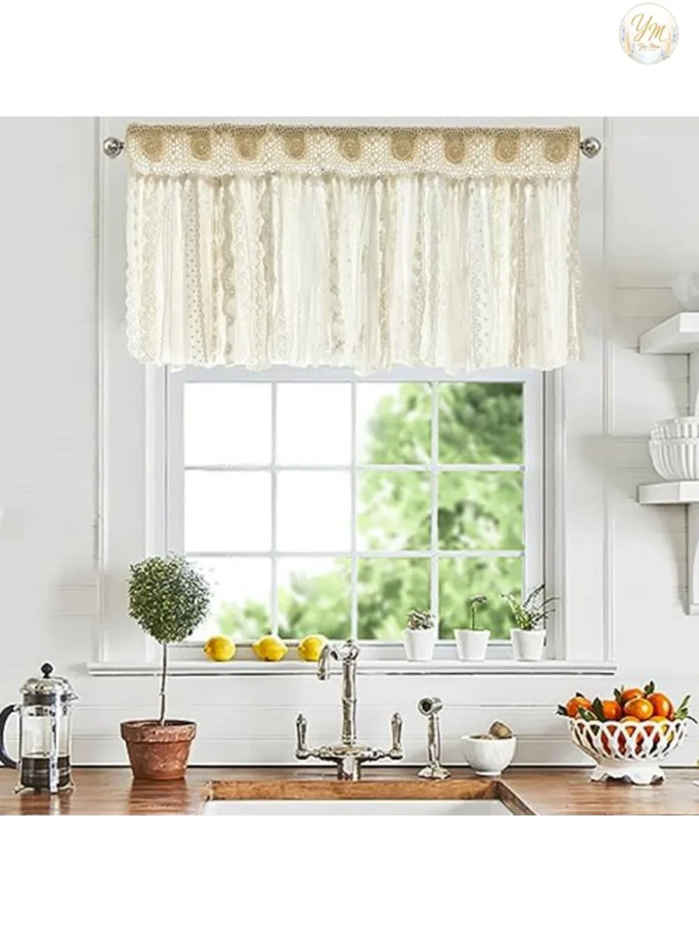 Lace Kitchen Valances Hand Crochet Curtains for Windows Bohemian Cafe Curtains